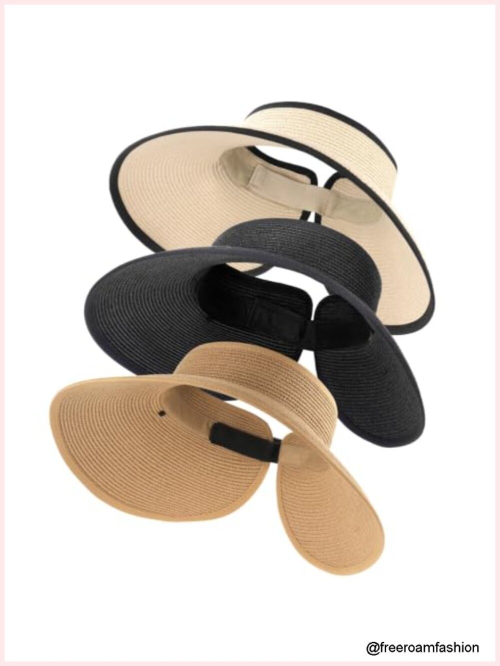 Wide Brim Ponytail Straw Visor Foldable Sun Hat